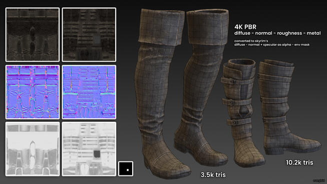 designed in marvelous designer, retopologized in blender, textured in substance painter, playable in skyrim / july 2024