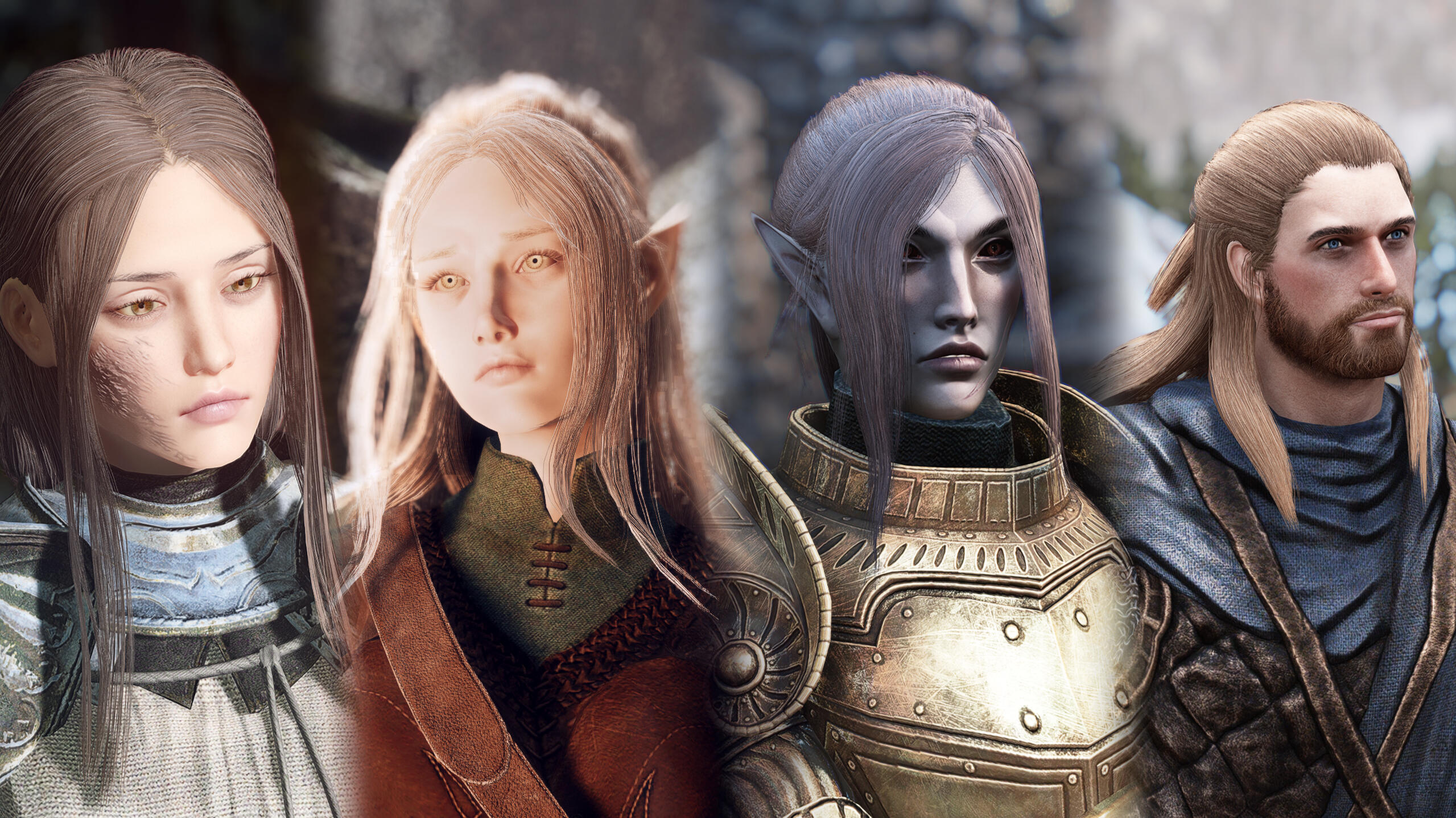 In-game shots of several hairstyles for Modular SMP Hairstyles.