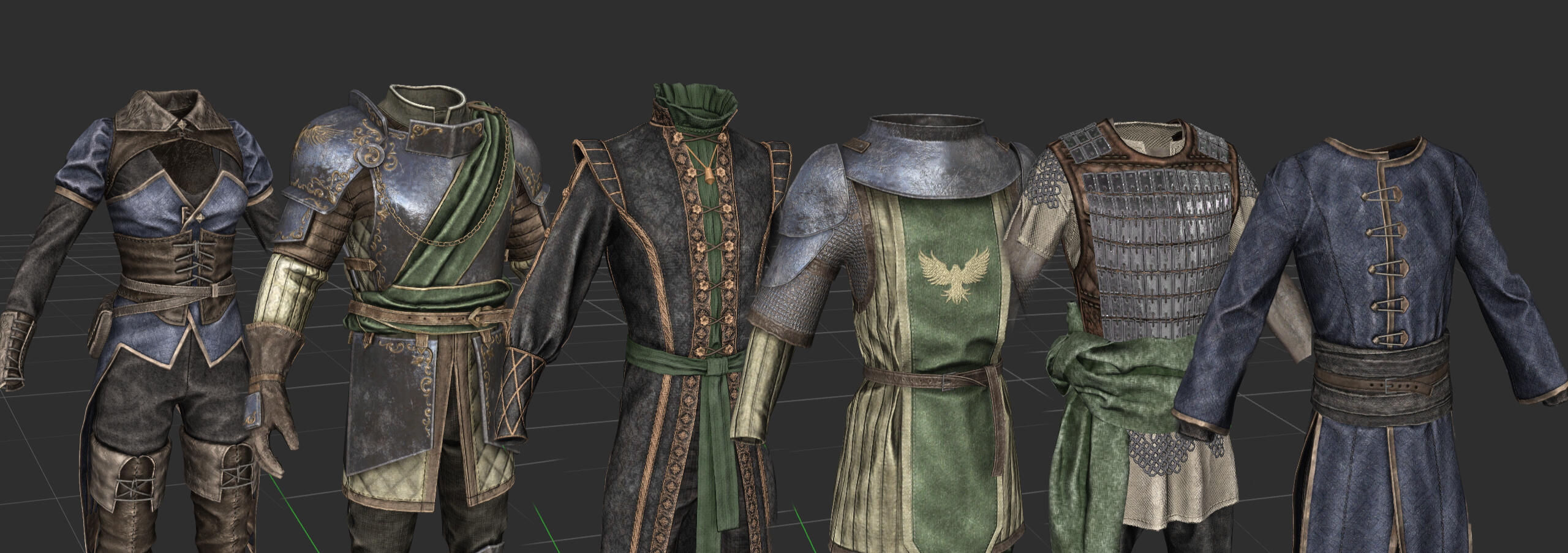 Unreleased clothing and armor.